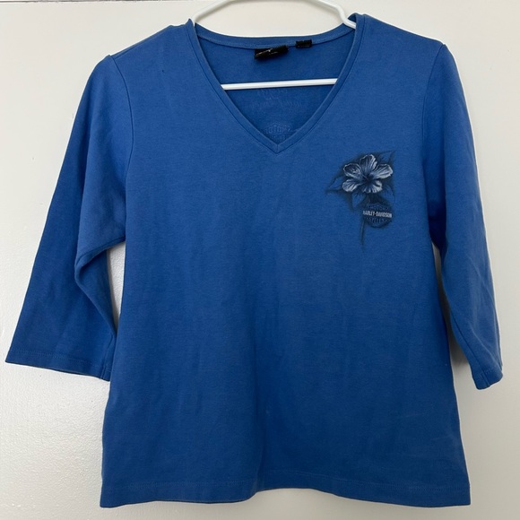 Vintage y2k Harley Davidson Top - Fitted V neck - Retro Biker alternative moto - Picture 2 of 6